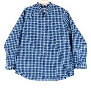 L.L.Bean Wrinkle Free Traditional Fit Blue Plaid Button Down Shirt XL